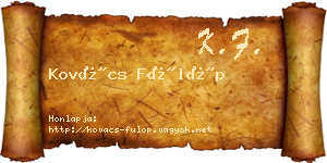 Kovács Fülöp névjegykártya